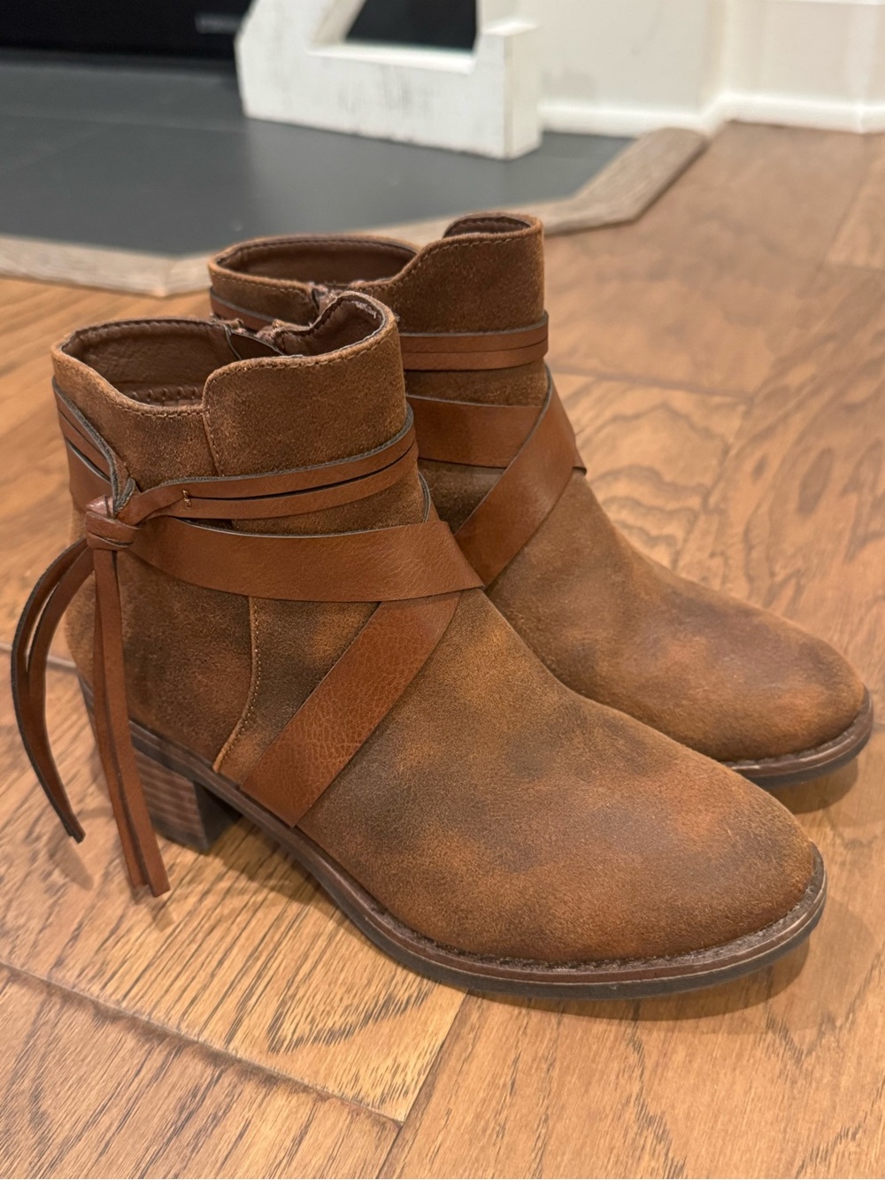 Girl’s Brown Suede Ankle Boots - Size 2